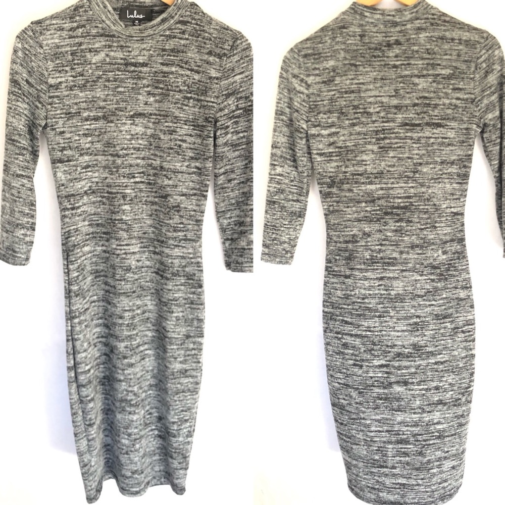 Lulu’s Heather Grey Black Bodycon Dress M